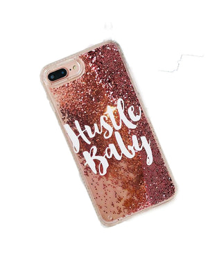 Hustle Baby Pink Glitter Liquid iPhone Case